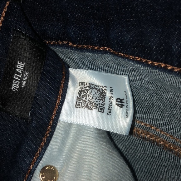 Express Women 70s Flare Dark Blue Jean 4R - Picture 6 of 7